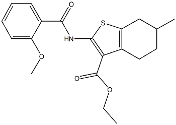 ethyl 2-[(2-methoxybenzoyl)amino]-6-methyl-4,5,6,7-tetrahydro-1-benzothiophene-3-carboxylate Struktur