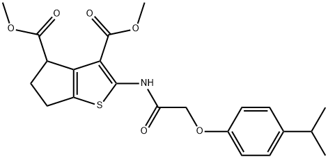 dimethyl 2-[({[4-(1-methylethyl)phenyl]oxy}acetyl)amino]-5,6-dihydro-4H-cyclopenta[b]thiophene-3,4-dicarboxylate Struktur