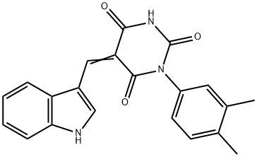 1-(3,4-dimethylphenyl)-5-(1H-indol-3-ylmethylene)-2,4,6(1H,3H,5H)-pyrimidinetrione Struktur