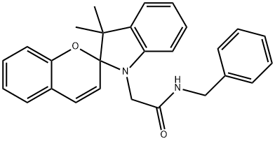 N-benzyl-2-{3',3'-dimethyl-2',3'-dihydrospiro[2H-chromene-2,2'-(1'H)-indole]-1'-yl}acetamide Struktur