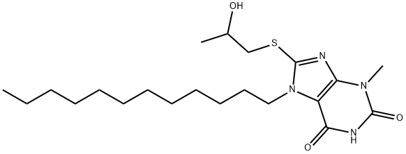 7-dodecyl-8-[(2-hydroxypropyl)sulfanyl]-3-methyl-3,7-dihydro-1H-purine-2,6-dione Struktur