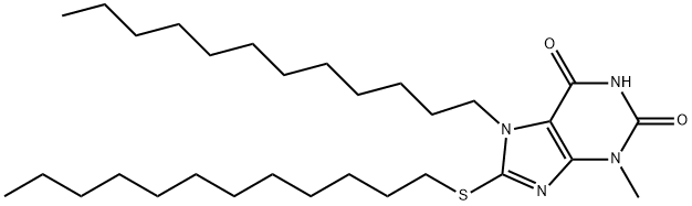 7-dodecyl-8-(dodecylsulfanyl)-3-methyl-3,7-dihydro-1H-purine-2,6-dione Struktur