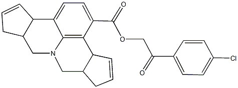 2-(4-chlorophenyl)-2-oxoethyl 3b,6,6a,7,9,9a,10,12a-octahydrocyclopenta[c]cyclopenta[4,5]pyrido[3,2,1-ij]quinoline-1-carboxylate Struktur