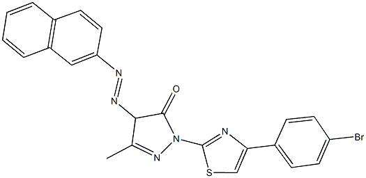 2-[4-(4-bromophenyl)-1,3-thiazol-2-yl]-5-methyl-4-(2-naphthyldiazenyl)-2,4-dihydro-3H-pyrazol-3-one Struktur