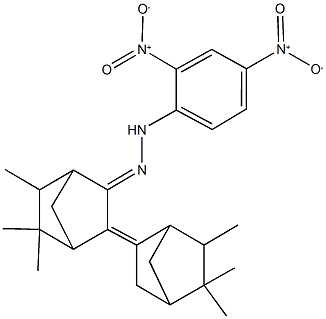 3-[(2,4-dinitrophenyl)hydrazono]-5,5',6,6,6',6'-hexamethyl-2,2'-bis(bicyclo[2.2.1]heptan-2-ylidene) Struktur