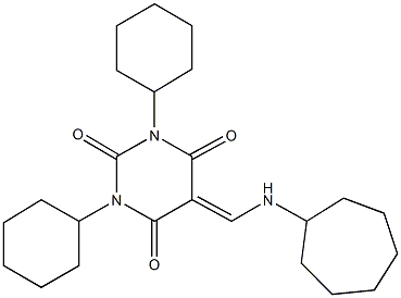 5-[(cycloheptylamino)methylene]-1,3-dicyclohexyl-2,4,6(1H,3H,5H)-pyrimidinetrione Struktur