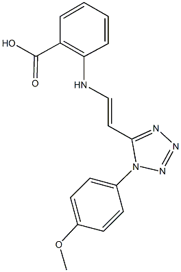 2-({2-[1-(4-methoxyphenyl)-1H-tetraazol-5-yl]vinyl}amino)benzoic acid Struktur