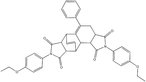 2,8-bis(4-ethoxyphenyl)-5-phenyl-3a,4,6,6a,9a,10,10a,10b-octahydro-6,10-ethenoisoindolo[5,6-e]isoindole-1,3,7,9(2H,8H)-tetrone Struktur