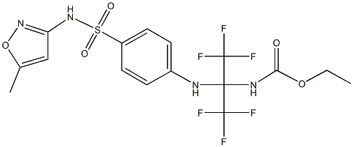 ethyl 2,2,2-trifluoro-1-(4-{[(5-methyl-3-isoxazolyl)amino]sulfonyl}anilino)-1-(trifluoromethyl)ethylcarbamate Struktur