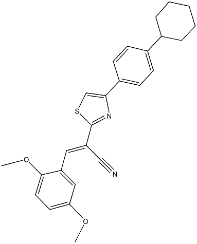 2-[4-(4-cyclohexylphenyl)-1,3-thiazol-2-yl]-3-(2,5-dimethoxyphenyl)acrylonitrile Struktur