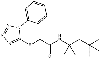 2-[(1-phenyl-1H-tetraazol-5-yl)sulfanyl]-N-(1,1,3,3-tetramethylbutyl)acetamide Struktur