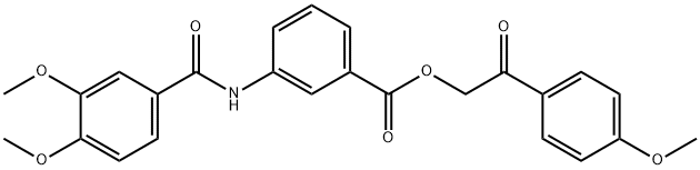 2-(4-methoxyphenyl)-2-oxoethyl 3-[(3,4-dimethoxybenzoyl)amino]benzoate Struktur