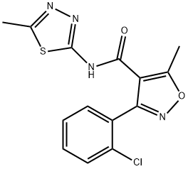 3-(2-chlorophenyl)-5-methyl-N-(5-methyl-1,3,4-thiadiazol-2-yl)-4-isoxazolecarboxamide Struktur