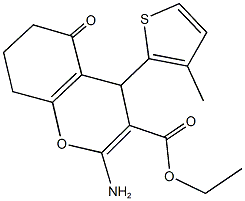 ethyl 2-amino-4-(3-methyl-2-thienyl)-5-oxo-5,6,7,8-tetrahydro-4H-chromene-3-carboxylate Struktur