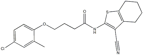 4-(4-chloro-2-methylphenoxy)-N-(3-cyano-4,5,6,7-tetrahydro-1-benzothien-2-yl)butanamide Struktur