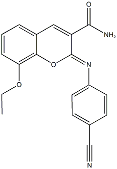 2-[(4-cyanophenyl)imino]-8-ethoxy-2H-chromene-3-carboxamide Struktur