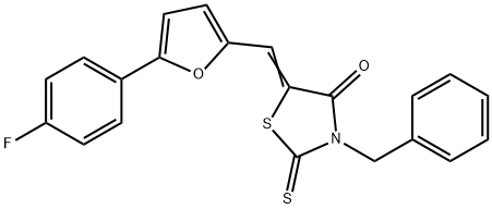 3-benzyl-5-{[5-(4-fluorophenyl)-2-furyl]methylene}-2-thioxo-1,3-thiazolidin-4-one Struktur