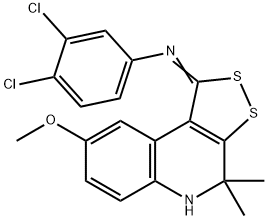 3,4-dichloro-N-(8-methoxy-4,4-dimethyl-4,5-dihydro-1H-[1,2]dithiolo[3,4-c]quinolin-1-ylidene)aniline Struktur