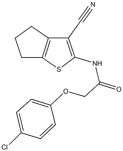 2-(4-chlorophenoxy)-N-(3-cyano-5,6-dihydro-4H-cyclopenta[b]thien-2-yl)acetamide Struktur