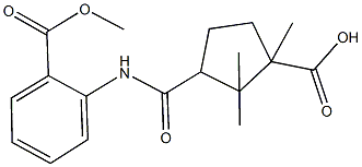 3-{[2-(methoxycarbonyl)anilino]carbonyl}-1,2,2-trimethylcyclopentanecarboxylic acid Struktur