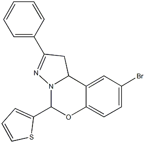 9-bromo-2-phenyl-5-thien-2-yl-1,10b-dihydropyrazolo[1,5-c][1,3]benzoxazine Struktur