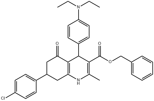 benzyl 7-(4-chlorophenyl)-4-[4-(diethylamino)phenyl]-2-methyl-5-oxo-1,4,5,6,7,8-hexahydro-3-quinolinecarboxylate Struktur