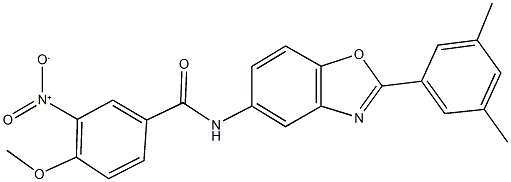 N-[2-(3,5-dimethylphenyl)-1,3-benzoxazol-5-yl]-3-nitro-4-methoxybenzamide Struktur