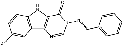 3-(benzylideneamino)-8-bromo-3,5-dihydro-4H-pyrimido[5,4-b]indol-4-one Struktur