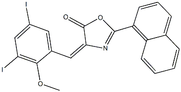 4-(3,5-diiodo-2-methoxybenzylidene)-2-(1-naphthyl)-1,3-oxazol-5(4H)-one Struktur