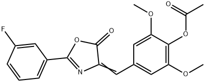 4-[(2-(3-fluorophenyl)-5-oxo-1,3-oxazol-4(5H)-ylidene)methyl]-2,6-dimethoxyphenyl acetate Struktur