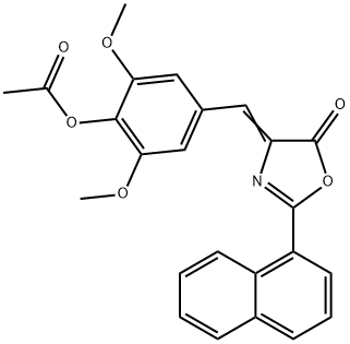 2,6-dimethoxy-4-[(2-(1-naphthyl)-5-oxo-1,3-oxazol-4(5H)-ylidene)methyl]phenyl acetate Struktur