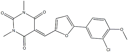 5-{[5-(3-chloro-4-methoxyphenyl)-2-furyl]methylene}-1,3-dimethyl-2,4,6(1H,3H,5H)-pyrimidinetrione Struktur