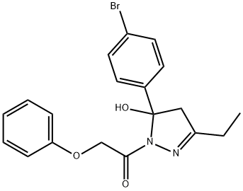 5-(4-bromophenyl)-3-ethyl-1-(phenoxyacetyl)-4,5-dihydro-1H-pyrazol-5-ol Struktur