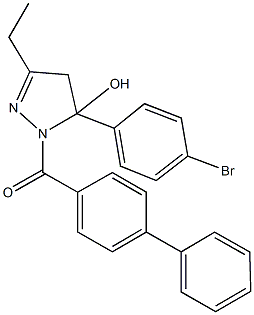 1-([1,1'-biphenyl]-4-ylcarbonyl)-5-(4-bromophenyl)-3-ethyl-4,5-dihydro-1H-pyrazol-5-ol Struktur