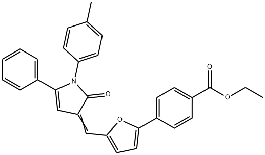 ethyl 4-(5-{[1-(4-methylphenyl)-2-oxo-5-phenyl-1,2-dihydro-3H-pyrrol-3-ylidene]methyl}-2-furyl)benzoate Struktur