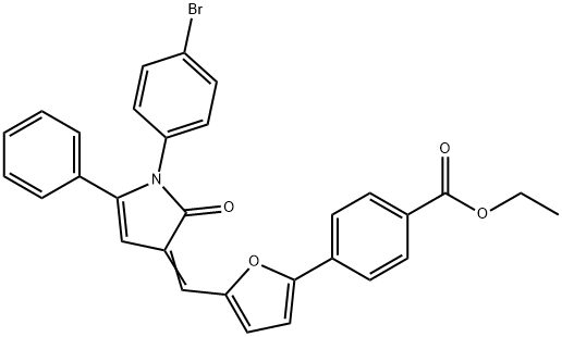 ethyl 4-(5-{[1-(4-bromophenyl)-2-oxo-5-phenyl-1,2-dihydro-3H-pyrrol-3-ylidene]methyl}-2-furyl)benzoate Struktur