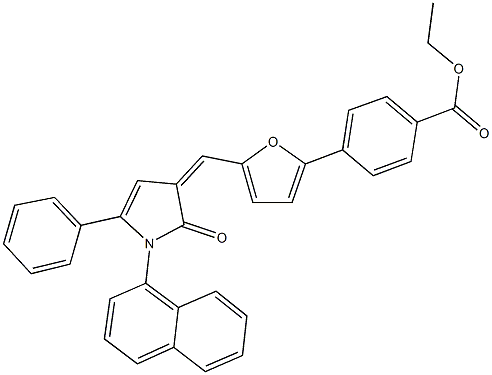 ethyl 4-(5-{[1-(1-naphthyl)-2-oxo-5-phenyl-1,2-dihydro-3H-pyrrol-3-ylidene]methyl}-2-furyl)benzoate Struktur