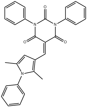 5-[(2,5-dimethyl-1-phenyl-1H-pyrrol-3-yl)methylene]-1,3-diphenyl-2,4,6(1H,3H,5H)-pyrimidinetrione Struktur