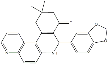 8-(1,3-benzodioxol-5-yl)-11,11-dimethyl-8,10,11,12-tetrahydrobenzo[a][4,7]phenanthrolin-9(7H)-one Struktur