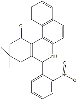 5-{2-nitrophenyl}-3,3-dimethyl-3,4,5,6-tetrahydrobenzo[a]phenanthridin-1(2H)-one Struktur