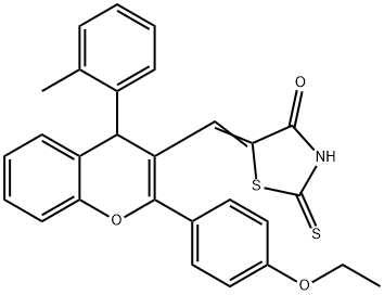 5-{[2-(4-ethoxyphenyl)-4-(2-methylphenyl)-4H-chromen-3-yl]methylene}-2-thioxo-1,3-thiazolidin-4-one Struktur