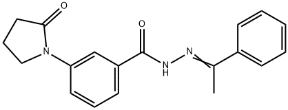 3-(2-oxo-1-pyrrolidinyl)-N'-(1-phenylethylidene)benzohydrazide Struktur