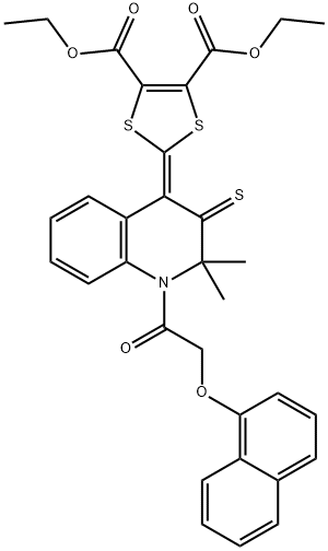 diethyl 2-(2,2-dimethyl-1-[(naphthalen-1-yloxy)acetyl]-3-thioxo-2,3-dihydroquinolin-4(1H)-ylidene)-1,3-dithiole-4,5-dicarboxylate Struktur