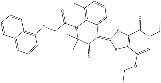 diethyl 2-(2,2,8-trimethyl-1-[(naphthalen-1-yloxy)acetyl]-3-thioxo-2,3-dihydroquinolin-4(1H)-ylidene)-1,3-dithiole-4,5-dicarboxylate Struktur