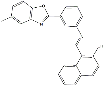 1-({[3-(5-methyl-1,3-benzoxazol-2-yl)phenyl]imino}methyl)-2-naphthol Struktur