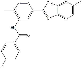 4-fluoro-N-[2-methyl-5-(6-methyl-1,3-benzoxazol-2-yl)phenyl]benzamide Struktur