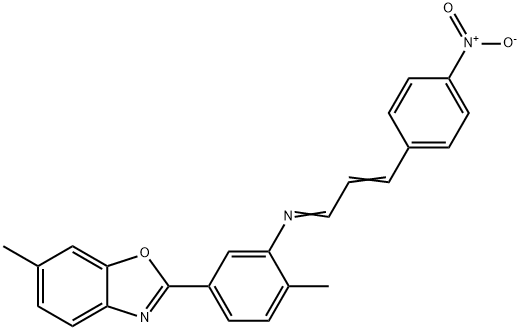 2-{3-[(3-{4-nitrophenyl}-2-propenylidene)amino]-4-methylphenyl}-6-methyl-1,3-benzoxazole Struktur