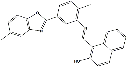 1-({[2-methyl-5-(5-methyl-1,3-benzoxazol-2-yl)phenyl]imino}methyl)-2-naphthol Struktur