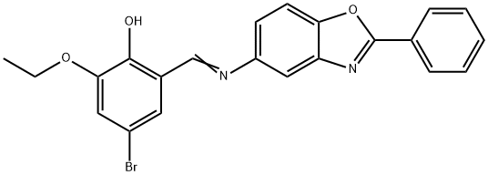 4-bromo-2-ethoxy-6-{[(2-phenyl-1,3-benzoxazol-5-yl)imino]methyl}phenol Struktur