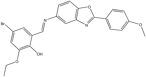 4-bromo-2-ethoxy-6-({[2-(4-methoxyphenyl)-1,3-benzoxazol-5-yl]imino}methyl)phenol Struktur